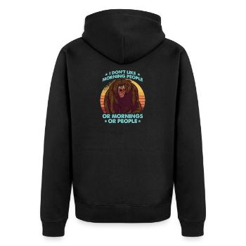 I Hate Morning People And Mornings And People - Veste à capuche bio Premium Unisexe - noir - Dos - Nico (187cm)