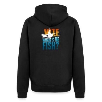 Gift with fishing offer | WTF? Where is The Fish - Unisex Premium Organic Zip Hoodie - black - Back - Nico (187cm)