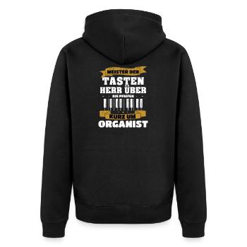 Orgel Organist Meister der Tasten - Unisex Premium Bio Zip Hoodie - Schwarz - Hinten - Nico (187cm)