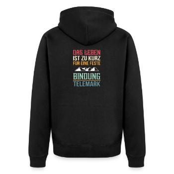 Lustiger Telemark Ski Skifahrer Telemarker Sport - Unisex Premium Bio Zip Hoodie - Schwarz - Hinten - Nico (187cm)