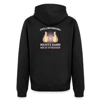 Zwillingsmutti Zwillingsmama Nichts Kann Mich - Unisex Premium Bio Zip Hoodie - Schwarz - Hinten - Nico (187cm)