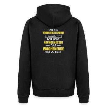 Vermessungstechniker Wochenende war zu kurz - Unisex Premium Bio Zip Hoodie - Schwarz - Hinten - Nico (187cm)