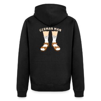 GERMAN MAN - Unisex Premium Bio Zip Hoodie - Schwarz - Hinten - Nico (187cm)