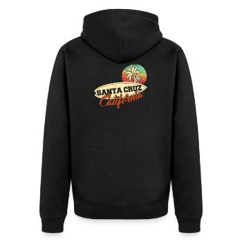 Santa Cruz California Surfer Surfen Vintage Gift - Unisex Premium Bio Zip Hoodie - Schwarz - Hinten - Nico (187cm)