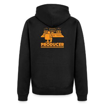 Producer! - Unisex Premium Bio Zip Hoodie - Schwarz - Hinten - Nico (187cm)
