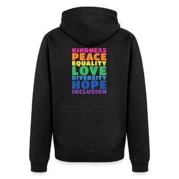 Rainbow Colors Diversity Inclusion - Unisex Premium Organic Zip Hoodie - black - Back - Nico (187cm)