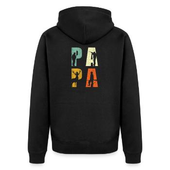 Jäger Papa Jagd Vater Geschenk - Unisex Premium Bio Zip Hoodie - Schwarz - Hinten - Nico (187cm)