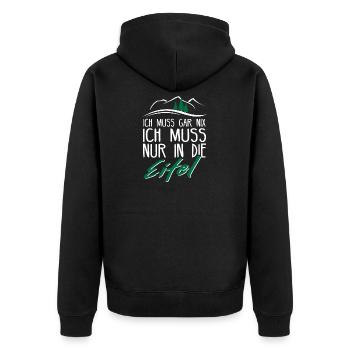 Eifel Mosel Wandern Fluss Winzer Geschenkidee - Unisex Premium Bio Zip Hoodie - Schwarz - Hinten - Nico (187cm)