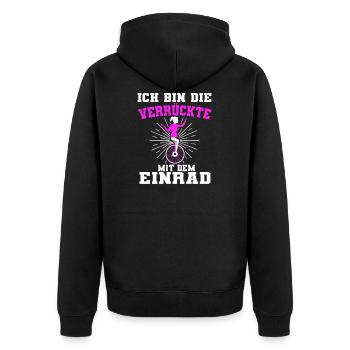 Lustiges Einrad Mädchen Einradfahren Spruch - Unisex Premium Bio Zip Hoodie - Schwarz - Hinten - Nico (187cm)