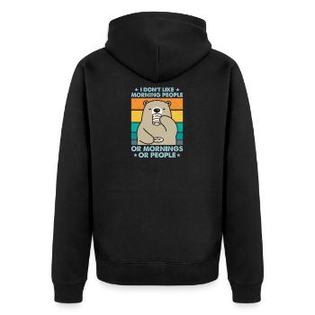 I Hate Morning People And Mornings And People - Veste à capuche bio Premium Unisexe - noir - Dos - Nico (187cm)