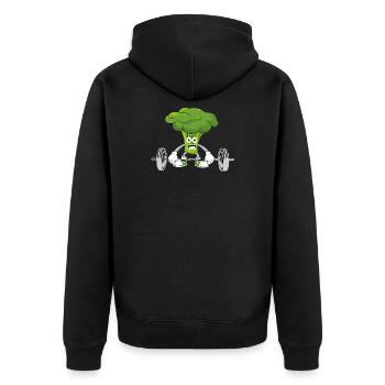 Broccoli dumbbell lift vegan muscles broccoli - Unisex Premium Organic Zip Hoodie - black - Back - Nico (187cm)