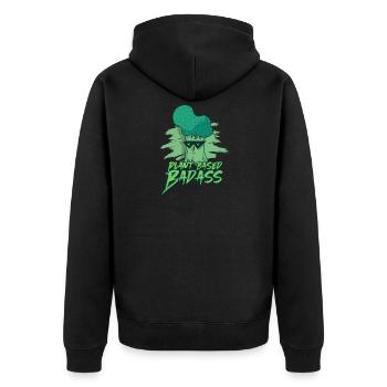 Badass à base de plantes - Végétarien végétalien - Drôle - Veste à capuche bio Premium Unisexe - noir - Dos - Nico (187cm)
