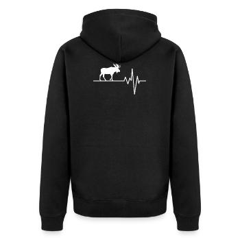 elk - Unisex Premium Organic Zip Hoodie - black - Back - Nico (187cm)