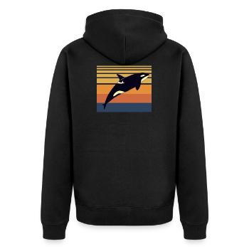 killer whale - Unisex Premium Organic Zip Hoodie - black - Back - Nico (187cm)