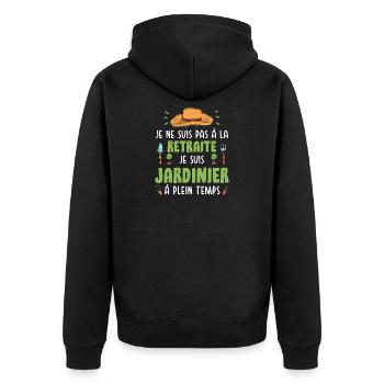 Jardinier Retraite Jardinage Cadeau Jardin - Unisex Premium Bio Zip Hoodie - Schwarz - Hinten - Nico (187cm)