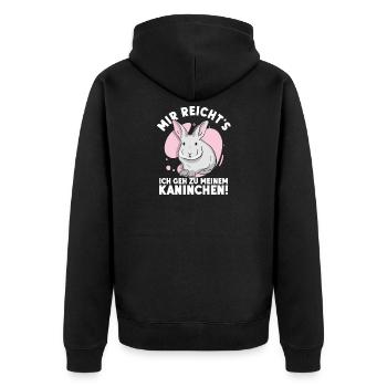 Mir Reichts Ich Geh Zu Meinem Kaninchen - Unisex Premium Bio Zip Hoodie - Schwarz - Hinten - Nico (187cm)