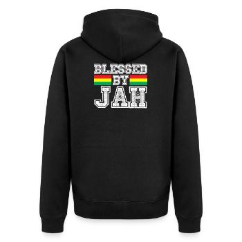 Reggae blessed - Unisex Premium Organic Zip Hoodie - black - Back - Nico (187cm)