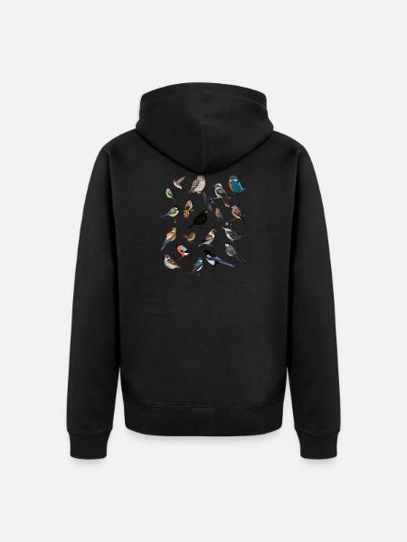 Oiseaux de jardin Oiseaux Oiseaux - Veste à capuche bio Premium Unisexe - noir