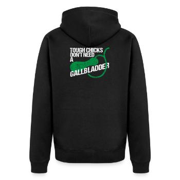 OP Gallenblase Entfernt Galle - Unisex Premium Bio Zip Hoodie - Schwarz - Hinten - Nico (187cm)