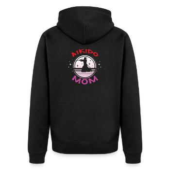 Aikido Mama - Unisex Premium Organic Zip Hoodie - black - Back - Nico (187cm)