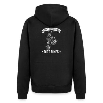 DirtBike Geschenke - Unisex Premium Bio Zip Hoodie - Schwarz - Hinten - Nico (187cm)