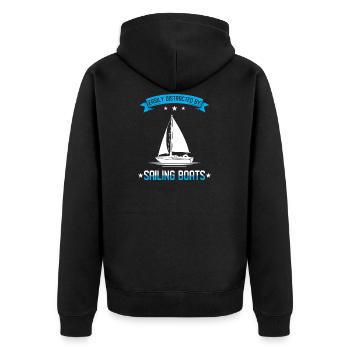 Segeln Segler Geschenk - Unisex Premium Bio Zip Hoodie - Schwarz - Hinten - Nico (187cm)