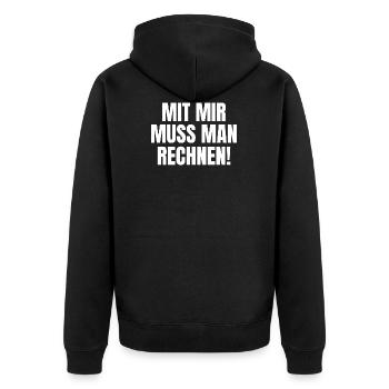mit mir muss man rechnen Mathematiker Mathelehrer - Unisex Premium Bio Zip Hoodie - Schwarz - Hinten - Nico (187cm)