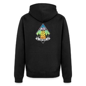 Funny UFO Alien Kidnapping Lost Socks - Unisex Premium Organic Zip Hoodie - black - Back - Nico (187cm)