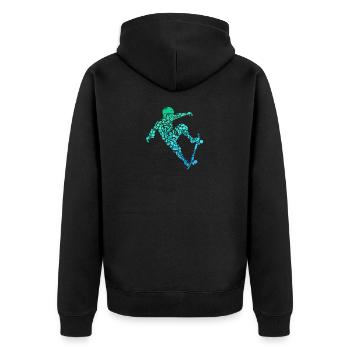 Skateboard Skate Stunt Motif for Boys and Kids - Unisex Premium Organic Zip Hoodie - black - Back - Nico (187cm)