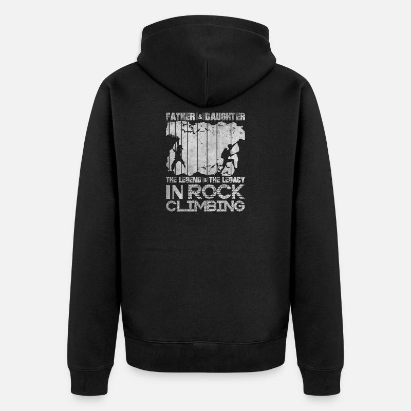 Papa Und Tochter Klettern - Unisex Premium Bio Zip Hoodie - Schwarz