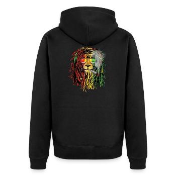 Cannabis Hanf THC 420 - Unisex Premium Bio Zip Hoodie - Schwarz - Hinten - Nico (187cm)