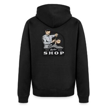 Barber Barbershop Rasieren Bart Barbier - Unisex Premium Bio Zip Hoodie - Schwarz - Hinten - Nico (187cm)