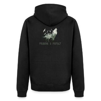 Preserve & Protect Environmental Protection Climate Protection Wolf - Unisex Premium Organic Zip Hoodie - black - Back - Nico (187cm)
