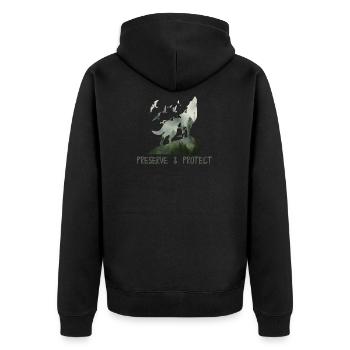 Preserve & Protect Environmental Protection Climate Protection Wolf - Unisex Premium Organic Zip Hoodie - black - Back - Nico (187cm)