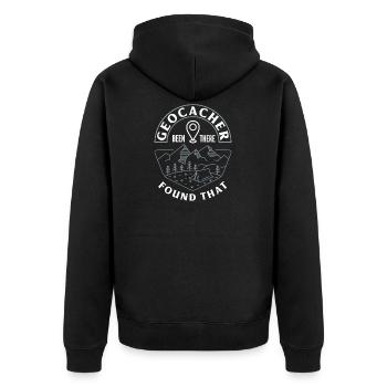 Geocacher Been There Found That Schnitzeljagd - Unisex Premium Bio Zip Hoodie - Schwarz - Hinten - Nico (187cm)