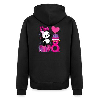 Panda 8. Geburtstag Seit 2013 Pink - Unisex Premium Bio Zip Hoodie - Schwarz - Hinten - Nico (187cm)