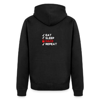Cyber Security Eat Schlaf Hack wiederholen Computer Spaß - Unisex Premium Bio Zip Hoodie - Schwarz - Hinten - Nico (187cm)