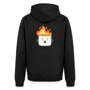 Funny Burning Marshmallow Camping Gift - Unisex Premium Organic Zip Hoodie - black - Back - Nico (187cm)