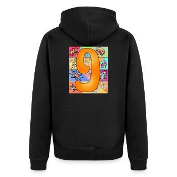 9 Years 9th Birthday 9th Birthday Comic Style - Unisex Premium Organic Zip Hoodie - black - Back - Nico (187cm)