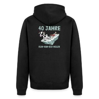 40 ans anniversaire de l’entreprise Vache De Glace - Veste à capuche bio Premium Unisexe - noir - Dos - Nico (187cm)