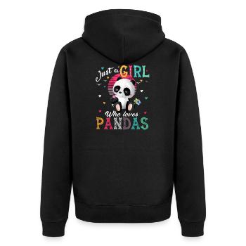 Panda Cool Juste une fille Juste une fille aime panda - Veste à capuche bio Premium Unisexe - noir - Dos - Nico (187cm)