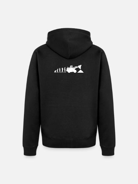 Evolution chargeuse sur pneus Chantiers - Veste à capuche bio Premium Unisexe - noir