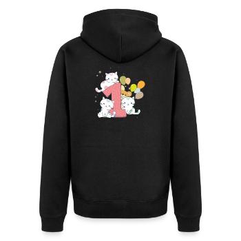 Anniversaire bébé - 1er anniversaire - Veste à capuche bio Premium Unisexe - noir - Dos - Nico (187cm)