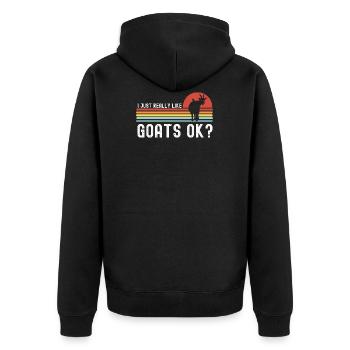 Ziege - Unisex Premium Bio Zip Hoodie - Schwarz - Hinten - Nico (187cm)