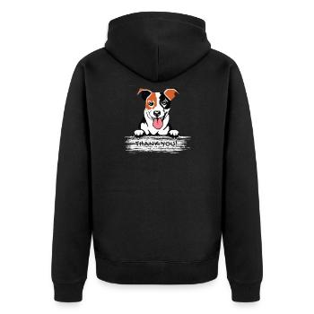 Jack Russell thank you - Unisex Premium Bio Zip Hoodie - Schwarz - Hinten - Nico (187cm)