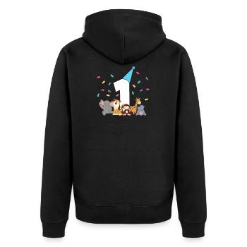1st Baby Birthday - Unisex Premium Organic Zip Hoodie - black - Back - Nico (187cm)