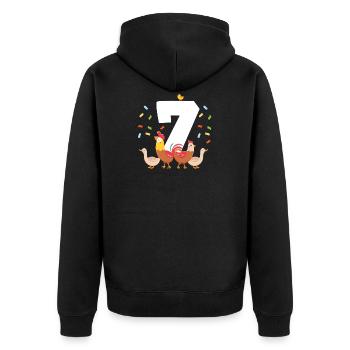 7. Baby Geburtstag - Unisex Premium Bio Zip Hoodie - Schwarz - Hinten - Nico (187cm)