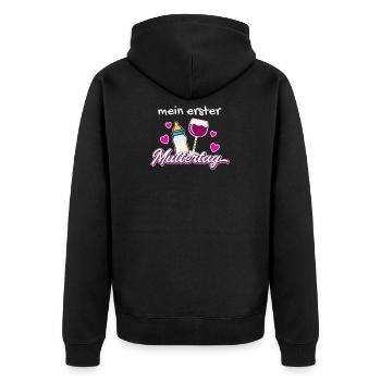 Mein Erster Muttertag - Unisex Premium Bio Zip Hoodie - Schwarz - Hinten - Nico (187cm)