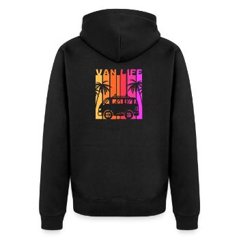 Van life - camper van lifestyle - Unisex Premium Organic Zip Hoodie - black - Back - Nico (187cm)
