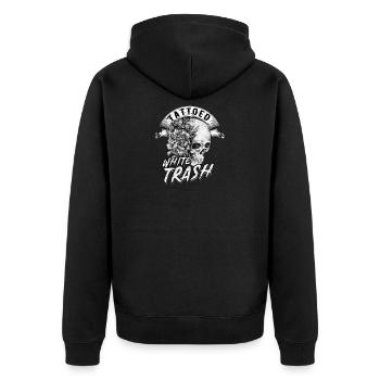 Tattooed White Trash - Tattoo Artist Distressed - Unisex Premium Organic Zip Hoodie - black - Back - Nico (187cm)